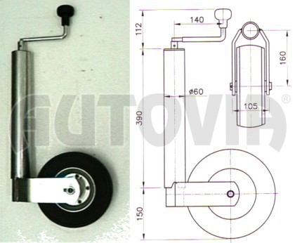 Kolečko opěrné WW ST 60/V/255 SB (ocelový disk) 400 kg č.2