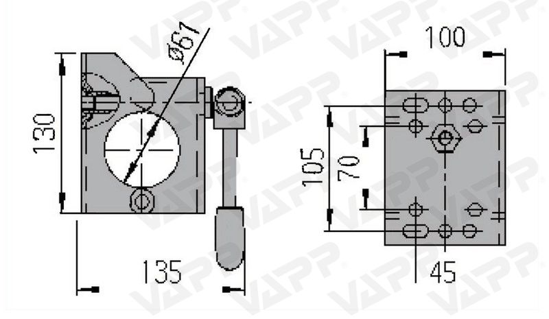 Držák opěrného kolečka 60 mm sklopná klička AL-KO č.2