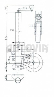 Kolečko opěrné automat. VK 60-BLH-255 SB 400 kg č.2