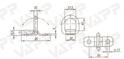 Kotevní miska TT1500 - 145x100 mm (zápustná, 800daN) č.2