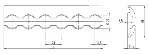 Kotvící lišta airline AL na povrch 50x12mm, 2000mm, černý lak č.2