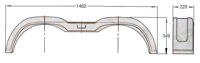 Blatník tandemový plast š220/v349/d1462 mm prolomený černý č.2