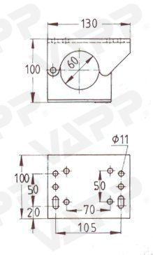 Držák opěrného kolečka 60 mm sklopná klička KLE/KK/60 č.2