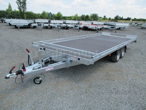 Hydraulicky sklopný přívěs pro přepravu aut AD  2,7T 5,17x2,09 plato