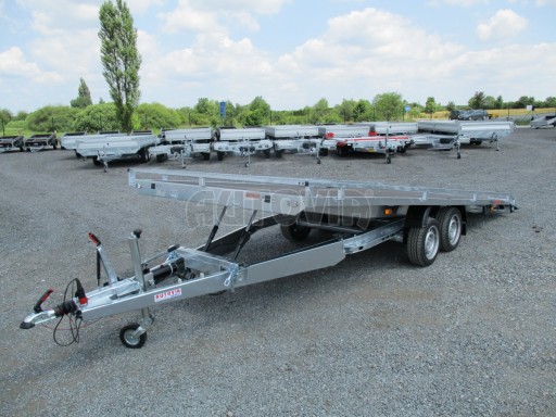 Hydraulicky sklopný přívěs pro přepravu aut AD  2,7T 5,17x2,09 plato