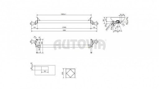 Náprava Dora b-1560mm 100x4 č.2