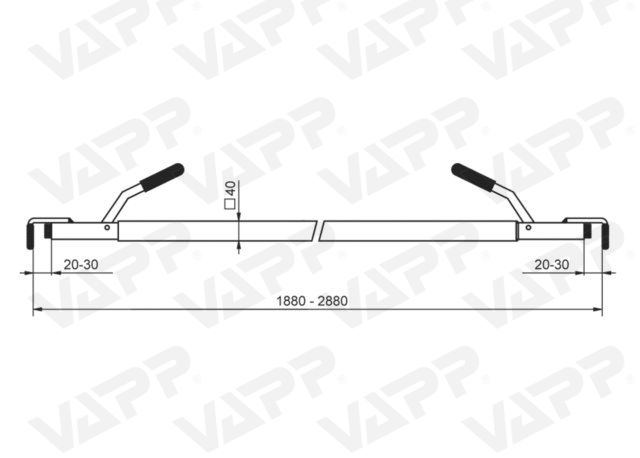 Zábrana mezibočnicová 1880-2880mm, zn - rozpěrná tyč č.3