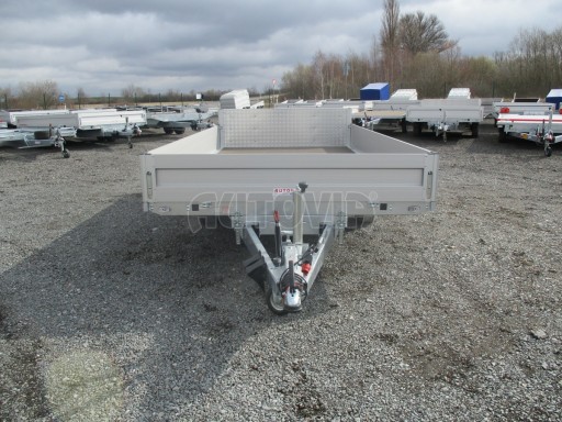 Hydraulicky sklopný přívěs valník s nájezdným čelem AD 2,7T 4,17x2,09/0,35 POČ