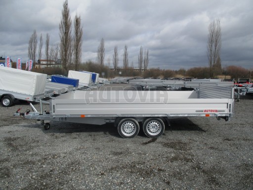 Hydraulicky sklopný přívěs valník s nájezdným čelem AD 2,7T 4,17x2,09/0,35 POČ