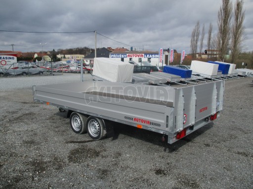 Hydraulicky sklopný přívěs valník s nájezdným čelem AD 2,7T 4,17x2,09/0,35 POČ