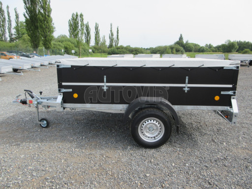 Jednoosý brzděný přívěs s nástavbou ZV 27 1,3T B1 2,50x1,48/0,70 M POČ, nástavba, plachta