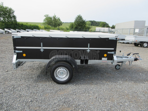 Jednoosý brzděný přívěs s nástavbou ZV 27 1,3T B1 2,50x1,48/0,70 M POČ, nástavba, plachta
