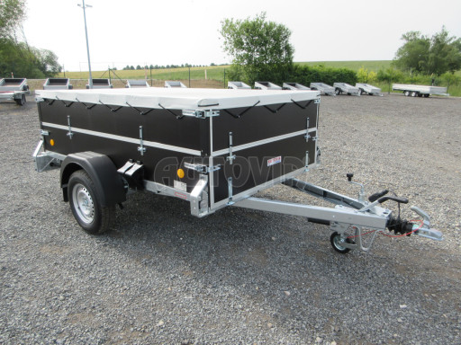 Jednoosý brzděný přívěs s nástavbou ZV 27 1,3T B1 2,50x1,48/0,70 M POČ, nástavba, plachta