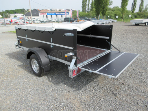 Jednoosý brzděný přívěs s nástavbou ZV 27 1,3T B1 2,50x1,48/0,70 M POČ, nástavba, plachta