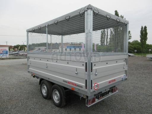 Třístranný sklopný přívěs ATS 3SKS 3,5T 3,32x1,70/1,70 nástavba, plachta, GITTER v elektrice