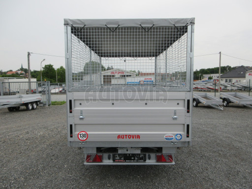 Třístranný sklopný přívěs ATS 3SKS 3,5T 3,32x1,70/1,70 nástavba, plachta, GITTER v elektrice