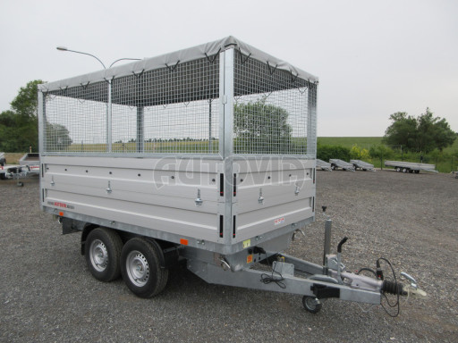 Třístranný sklopný přívěs ATS 3SKS 3,5T 3,32x1,70/1,70 nástavba, plachta, GITTER v elektrice