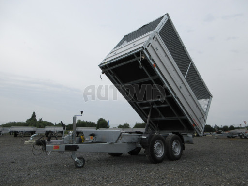 Třístranný sklopný přívěs ATS 3SKS 3,5T 3,32x1,70/1,70 nástavba, plachta, GITTER v elektrice