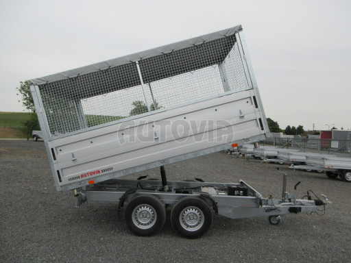 Třístranný sklopný přívěs ATS 3SKS 3,5T 3,32x1,70/1,70 nástavba, plachta, GITTER v elektrice