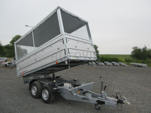 Třístranný sklopný přívěs ATS 3SKS 3,5T 3,32x1,70/1,70 nástavba, plachta, GITTER v elektrice
