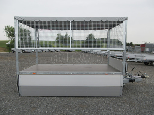 Třístranný sklopný přívěs ATS 3SKS 3,5T 3,32x1,70/1,70 nástavba, plachta, GITTER v elektrice