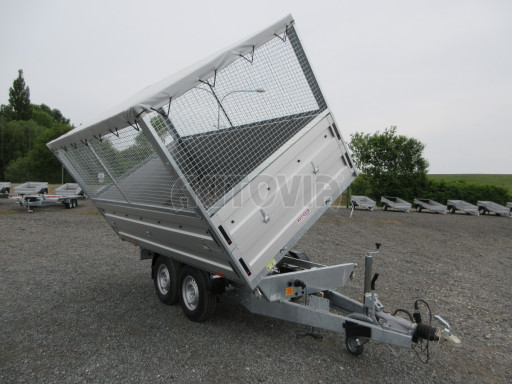 Třístranný sklopný přívěs ATS 3SKS 3,5T 3,32x1,70/1,70 nástavba, plachta, GITTER v elektrice