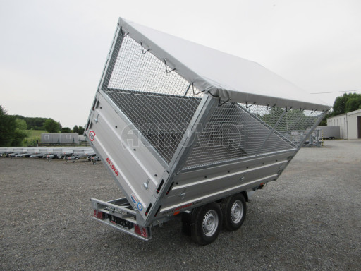 Třístranný sklopný přívěs ATS 3SKS 3,5T 3,32x1,70/1,70 nástavba, plachta, GITTER v elektrice