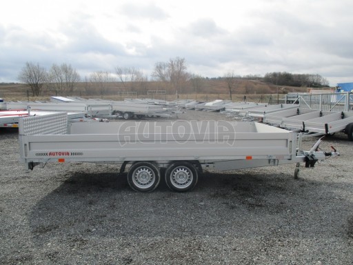 Hydraulicky sklopný přívěs valník s nájezdným čelem AD 2,7T 4,17x2,09/0,35 POČ