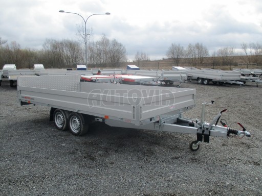 Hydraulicky sklopný přívěs valník s nájezdným čelem AD 2,7T 4,17x2,09/0,35 POČ
