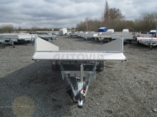 Hydraulicky sklopný přívěs valník s nájezdným čelem AD 2,7T 4,17x2,09/0,35 POČ