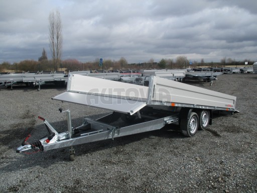 Hydraulicky sklopný přívěs valník s nájezdným čelem AD 2,7T 4,17x2,09/0,35 POČ
