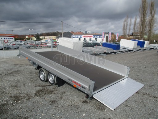 Hydraulicky sklopný přívěs valník s nájezdným čelem AD 2,7T 4,17x2,09/0,35 POČ