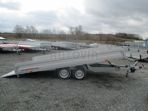 Hydraulicky sklopný přívěs valník s nájezdným čelem AD 2,7T 4,17x2,09/0,35 POČ