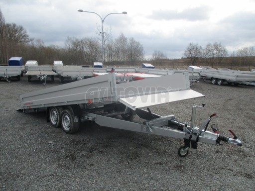 Hydraulicky sklopný přívěs valník s nájezdným čelem AD 2,7T 4,17x2,09/0,35 POČ