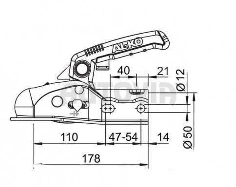 Tažná spojka AL-KO AK 270, 2700 kg, 50 mm, H12V12 + SoftDock č.2