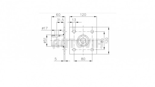 Příruba pro opěrnou nohu SF 60 č.2
