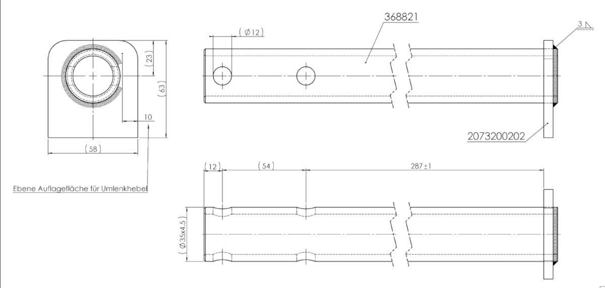 Tažná trubka nájezdové brzdy AL-KO 90 S (pr. 35 mm, délka 353 mm) č.2