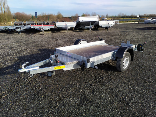Jednoosý nebrzděný hydraulicky sklopný přívěs HS 750kg N1 2,46x1,26/0,10 ruč* č.1