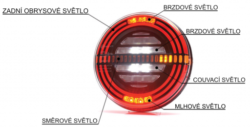 Svítilna WAS W193 DD P sdružená LED 12-24 V, P-BL/BR/KO/CO/ML, dynamický blinkr č.6