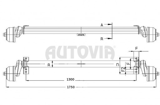 Náprava AL-KO Compact B 1200-6 (1350 kg) a=1300 mm, c=1750 mm, 2051, 112x5 č.2