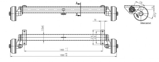 Náprava AL-KO B1800 (1800 kg) a=1400mm 5x112 č.2