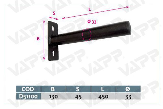 Držák blatníku trubkový pr. 33 mm, délka 450 mm, černý lakovaný č.3