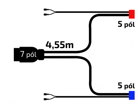 Kabeláž 4,55m s předními vývody 7pol, 5 pol konektor č.4