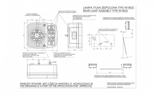 Svítilna WAS W18UD/476 sdružená LED 12-24V, L/P-BL/BR/KO č.5