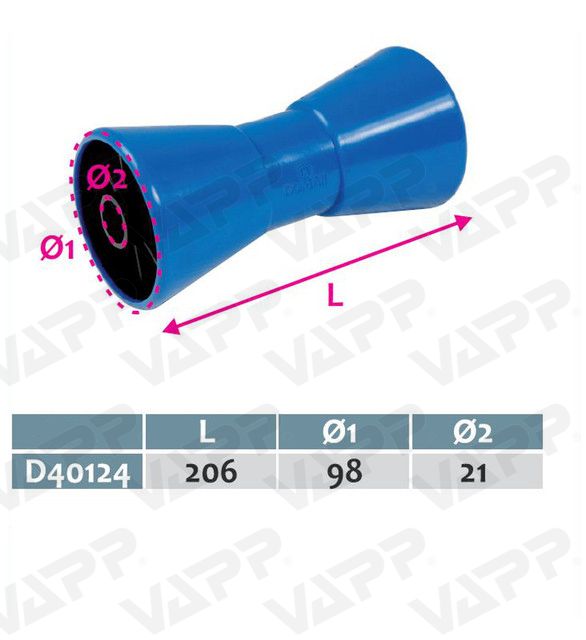 Rolna kýlová DOMAR profi 206 mm /pr. 98 mm/otvor 21 mm PA/PU modrá č.2