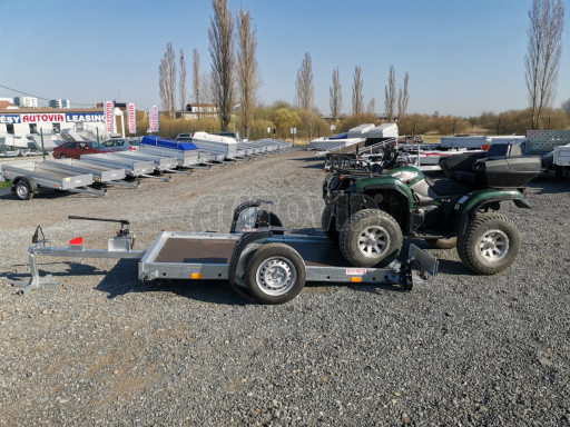 Jednoosý nebrzděný hydraulicky sklopný přívěs HS 750kg N1 2,55x1,26/0,10 ruč ECO č.1