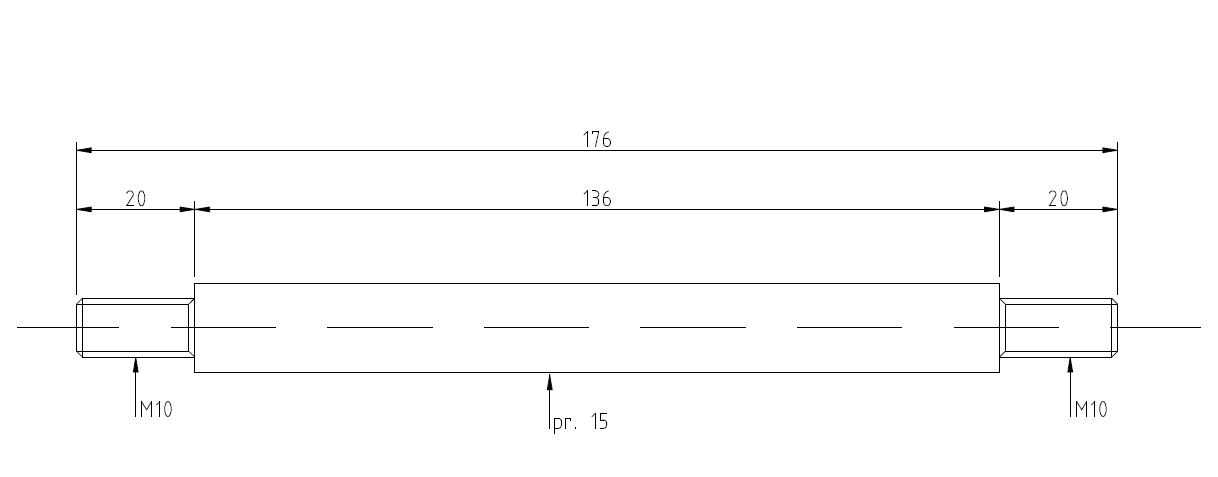 Osička kýlové rolny plná 136 mm/pr. 15 mm č.2