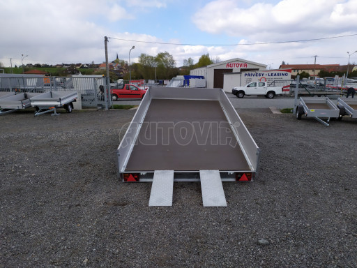 Sklápěcí přívěs AD 3,5T B2 4,17x2,09/0,35 valník pro převoz aut, UNC, SPZ nájezdy