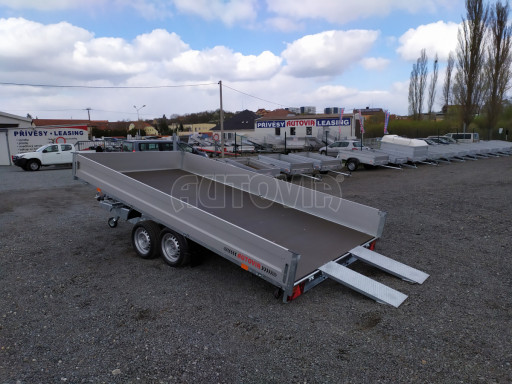 Sklápěcí přívěs AD 3,5T B2 4,17x2,09/0,35 valník pro převoz aut, UNC, SPZ nájezdy