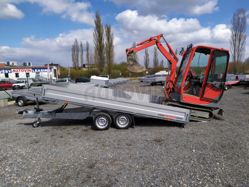 Sklápěcí přívěs AD 3,5T B2 4,17x2,09/0,35 valník pro převoz aut, UNC, SPZ nájezdy
